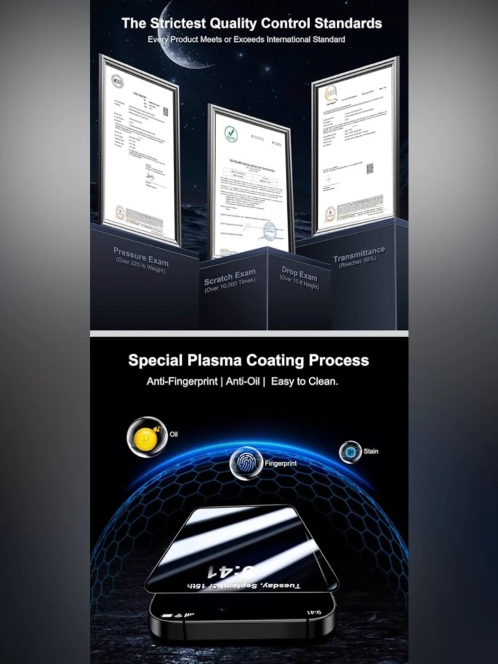 Privacy Tempered Glass Screen For iPhone 16 - 3 Pack with Camera Protectors
